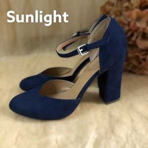 REPORT LADEE navy blue block heel shoes SZ 9